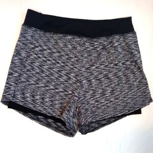 LASLULU Running Shorts With Pockets Size L Black/Grey/White